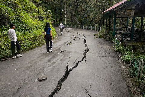Shimla road damaged after rain